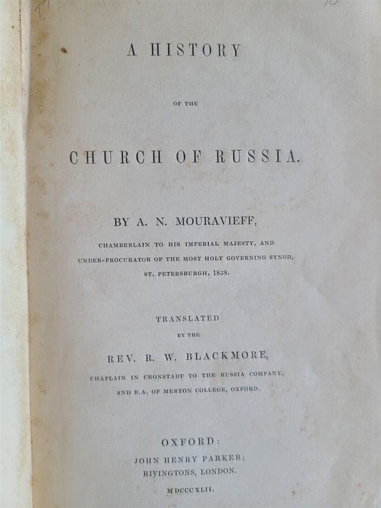 1842 HISTORY of CHURCH of RUSSIA by A. MOURAVIEFF antique