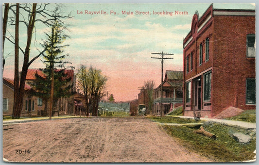 LE RAYSVILLE PA MAIN STREET ANTIQUE POSTCARD