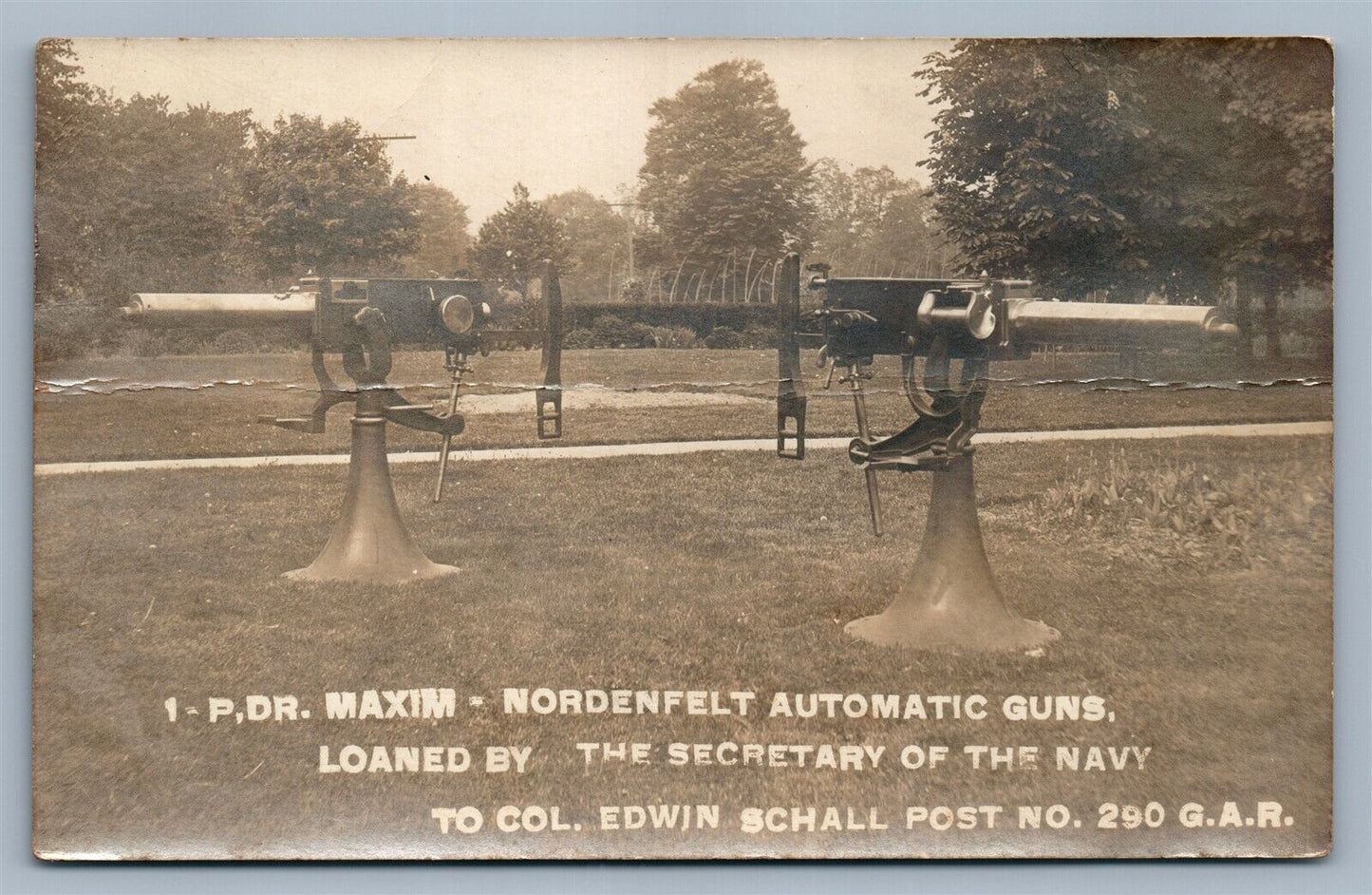 MAXIM MACHINE GUNS ANTIQUE REAL PHOTO POSTCARD RPPC