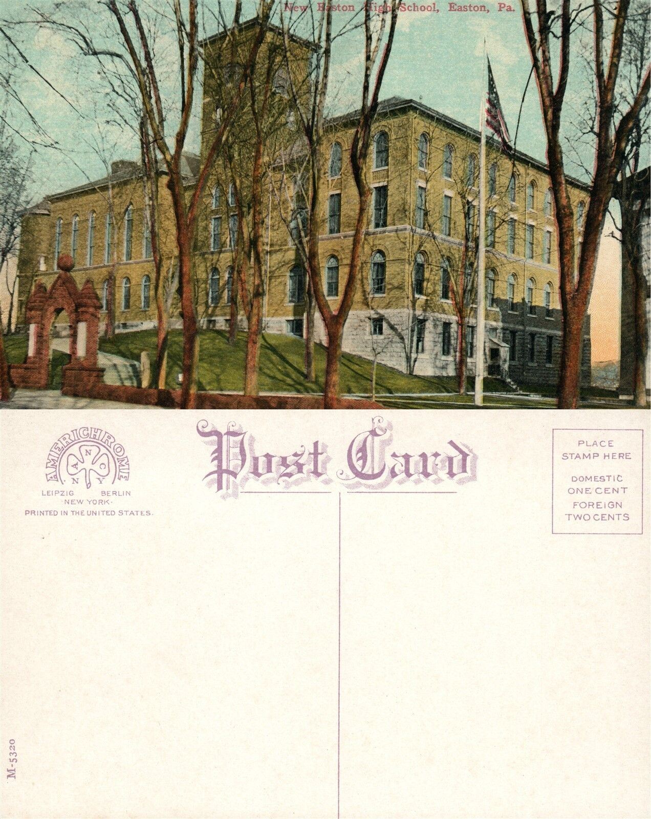 EASTON PA HIGH SCHOOL ANTIQUE POSTCARD