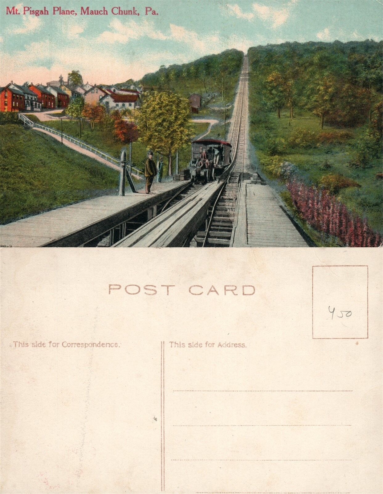 MAUCH CHUNK PA MT.PISGAH PLANE ANTIQUE POSTCARD