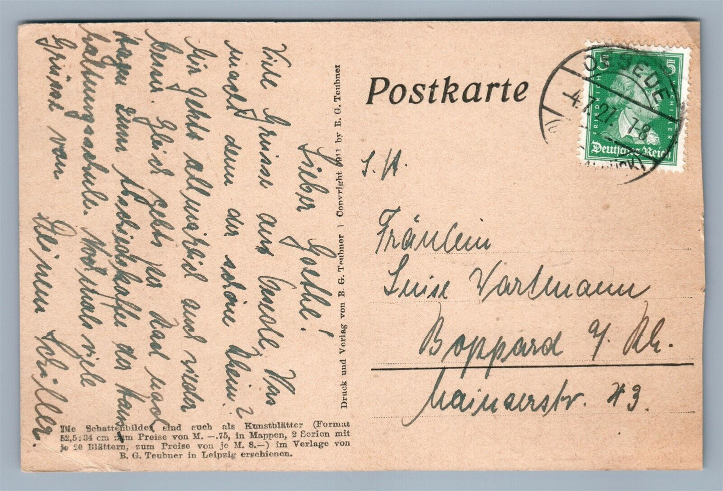 GERMAN SILHOUETTE ANTIQUE POSTCARD