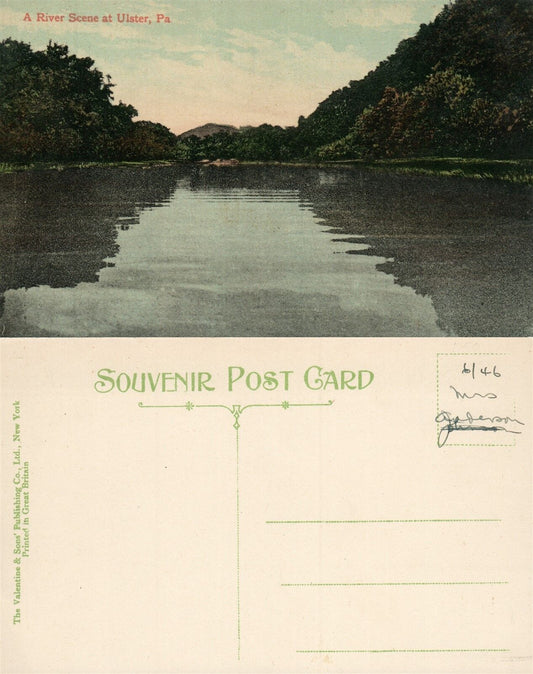 ULSTER PA RIVER SCENE ANTIQUE POSTCARD