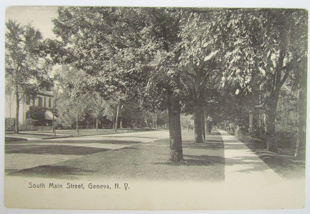 ANTIQUE UNUSED POSTCARD - SOUTH MAIN STREET GENEVA N.Y.