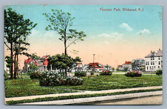 WILDWOOD NJ FOUNTAIN PARK ANTIQUE POSTCARD