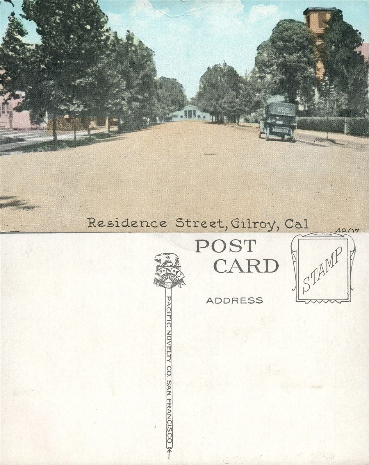 GILROY CA RESIDENCE STREET ANTIQUE POSTCARD