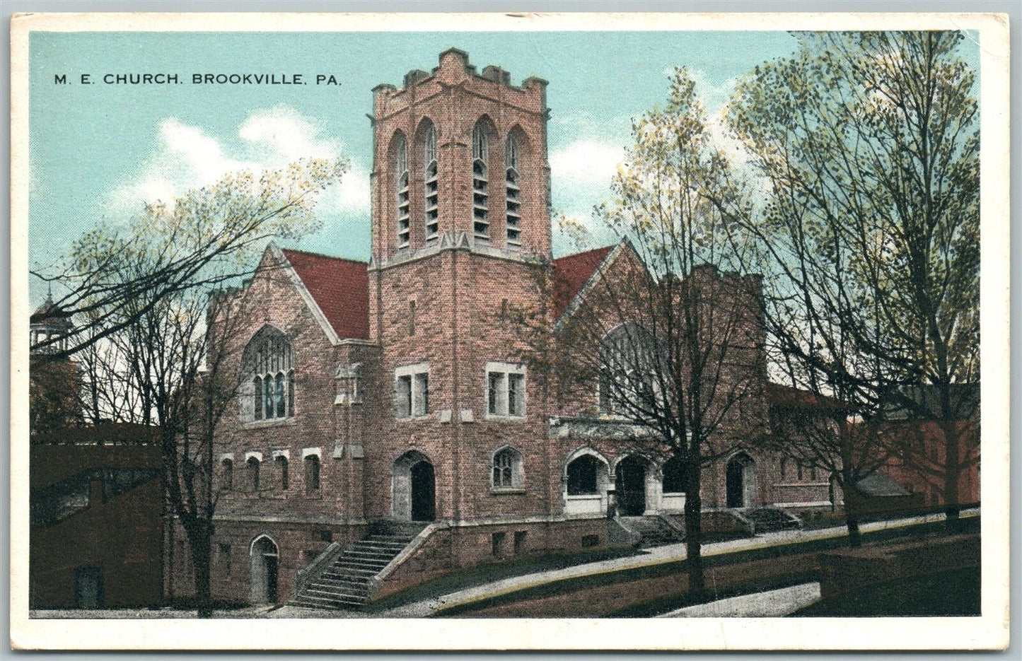 BROOKVILLE PA M.E. CHURCH 1924 ANTIQUE POSTCARD