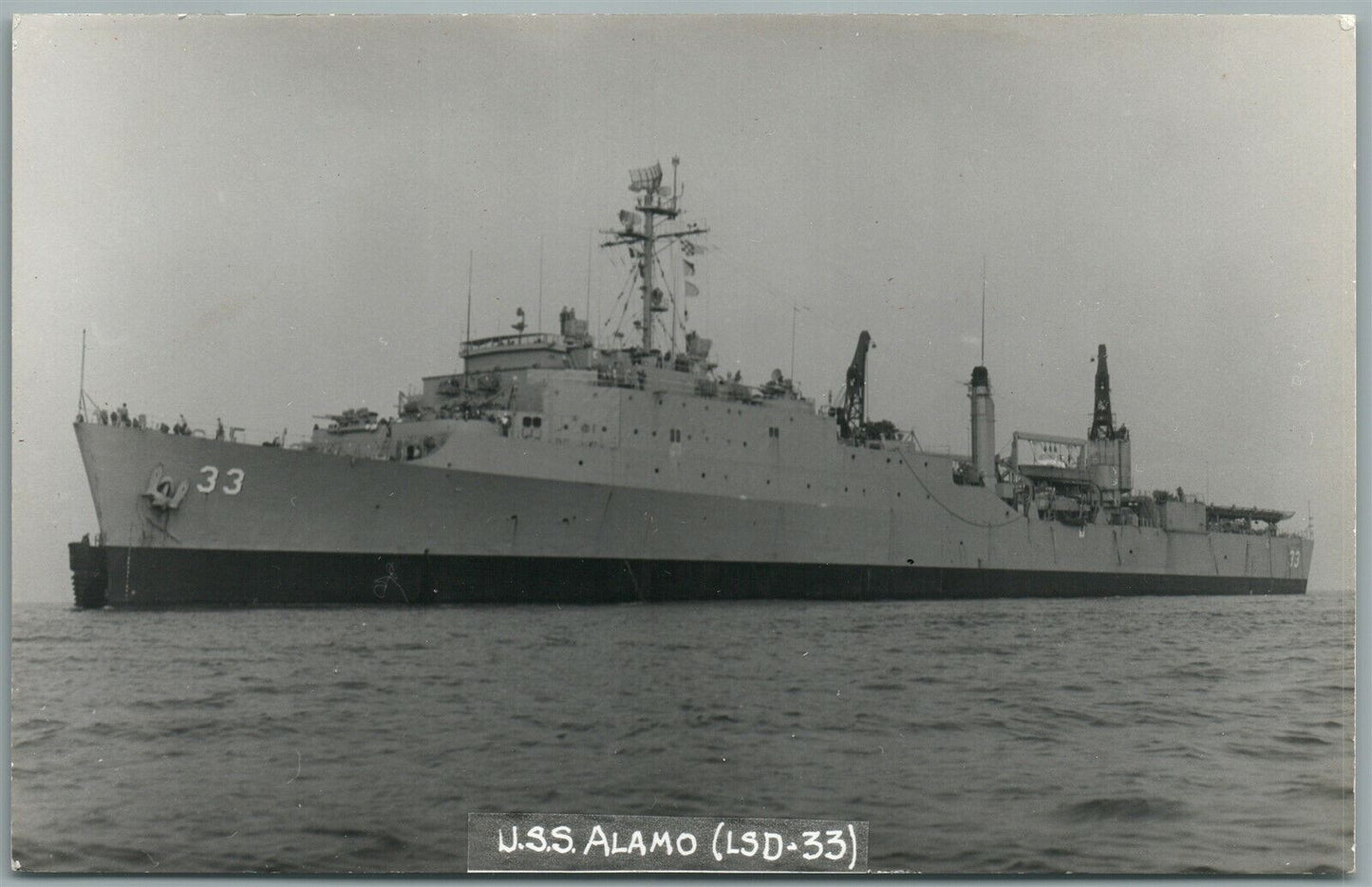 MILITARY SHIP USS ALAMO VINTAGE REAL PHOTO POSTCARD RPPC