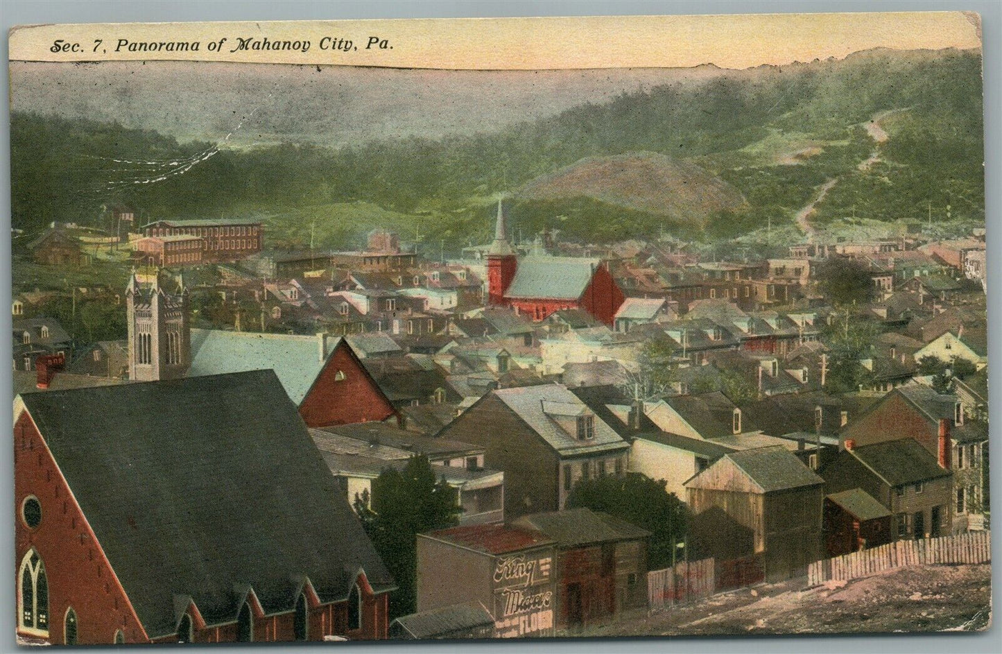 MANAHOY CITY PA PANORAMA ANTIQUE POSTCARD