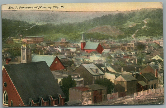 MANAHOY CITY PA PANORAMA ANTIQUE POSTCARD