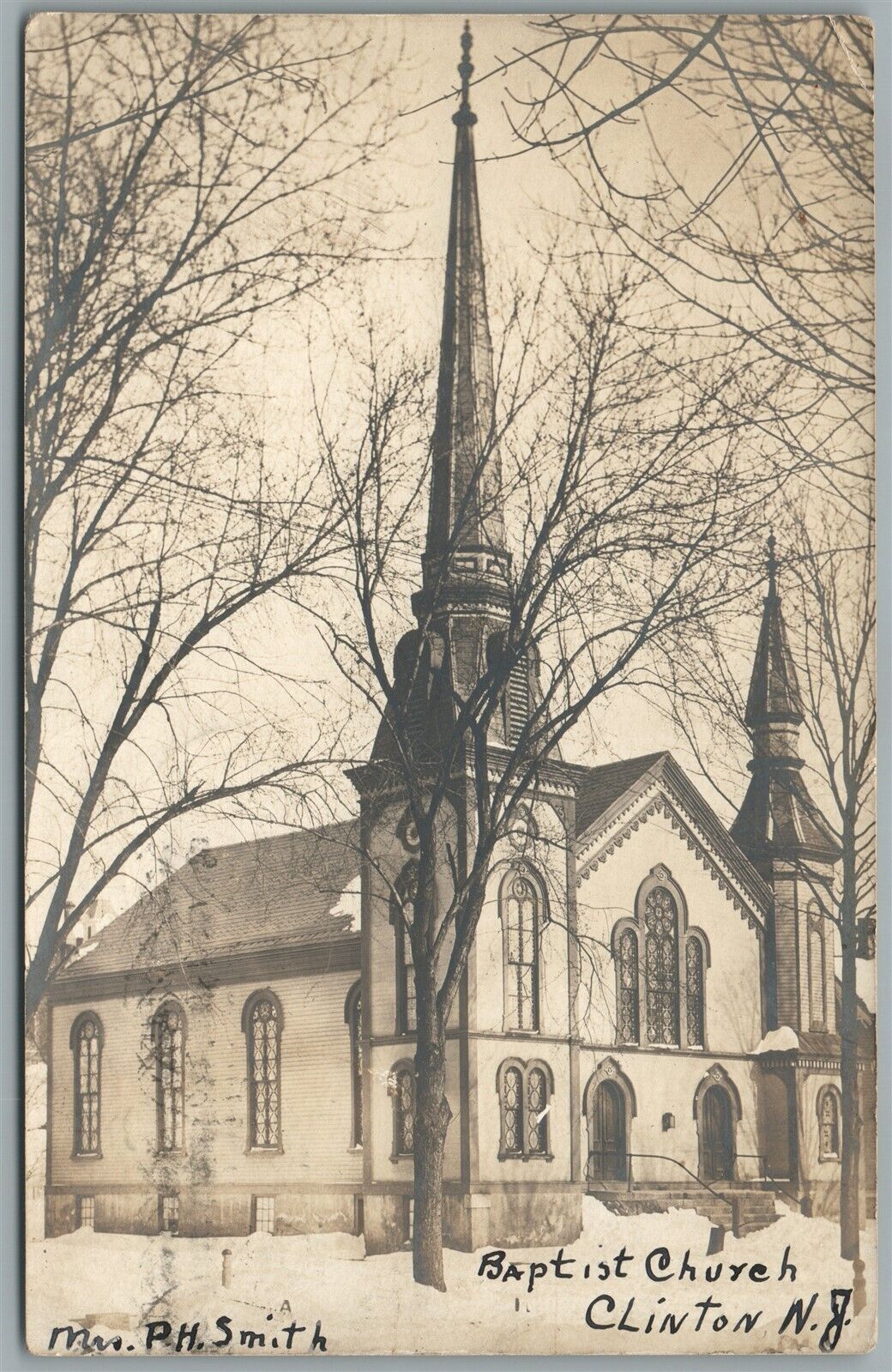 CLINTON NJ BAPTIST CHURCH ANTIQUE REAL PHOTO POSTCARD RPPC