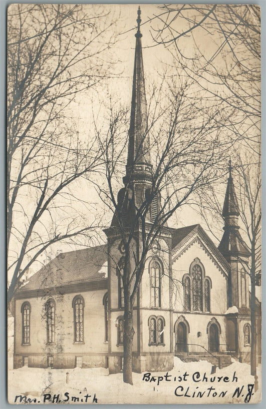 CLINTON NJ BAPTIST CHURCH ANTIQUE REAL PHOTO POSTCARD RPPC
