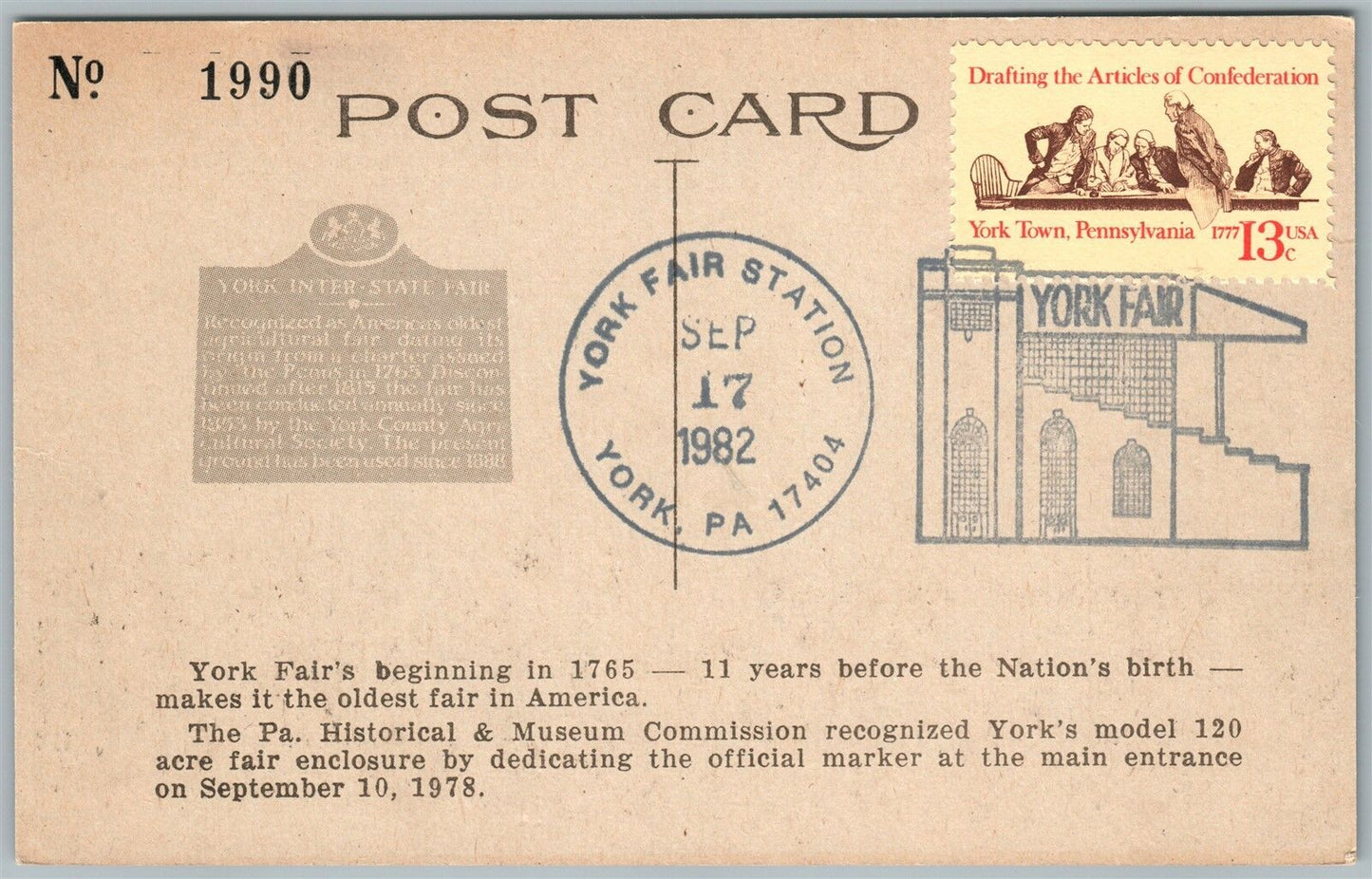 YORK PA INTER-STATE FAIR VINTAGE POSTCARD