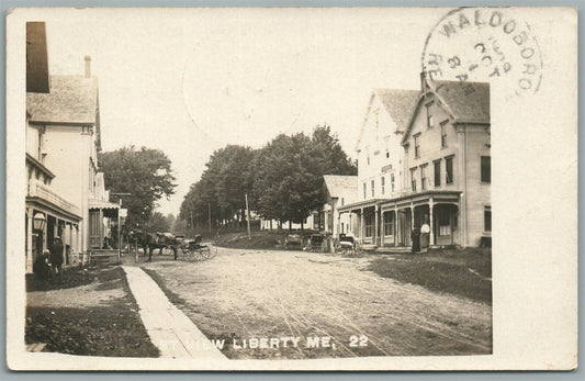 LIBERTY ME STREET VIEW ANTIQUE REAL PHOTO POSTCARD RPPC