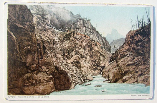 VINTAGE POSTCARD ANIMAS CANYON COLORADO RAILROAD railway train