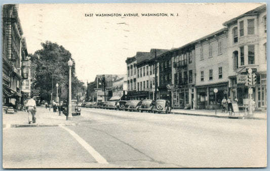 WASHINGTON NJ EAST WASHINGTON AVE. 1954 VINTAGE POSTCARD
