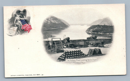 HUDSON RIVER FROM WEST POINT NY ANTIQUE POSTCARD ARTHUR LIVINGSTON PRIVATE MAIL