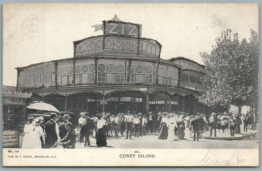 BROOKLYN NY CONEY ISLAND ZIZ ANTIQUE POSTCARD