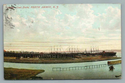 PERTH AMBOY NJ COAL DOCKS ANTIQUE POSTCARD