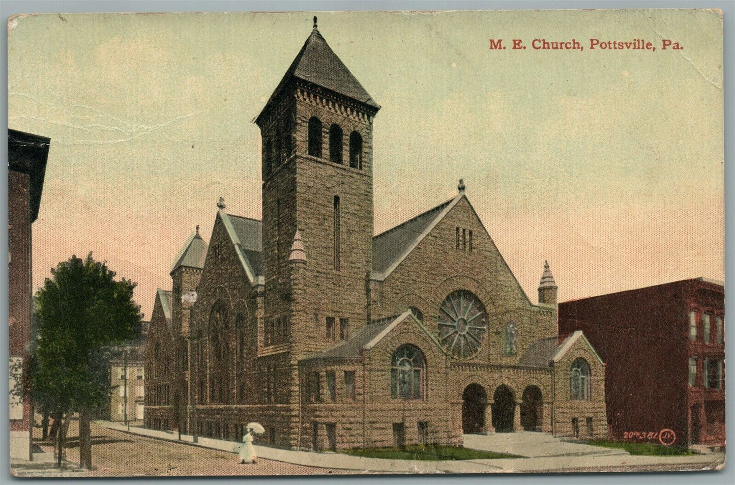 POTTSVILLE PA M.E. CHURCH ANTIQUE POSTCARD