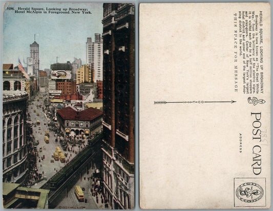NEW YORK CITY N.Y. HERALD SQUARE HOTEL McALPIN ANTIQUE POSTCARD