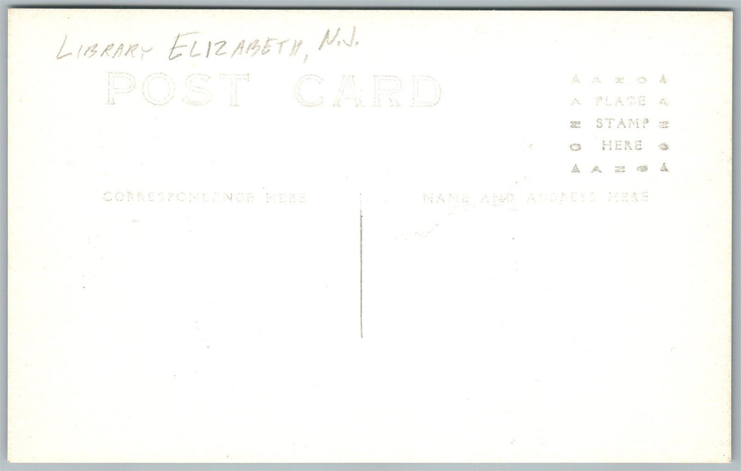 ELIZABETH NJ FREE PUBLIC LIBRARY ANTIQUE REAL PHOTO POSTCARD RPPC