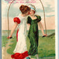 KISSING GIRLS ANTIQUE ADVERTISING VICTORIAN TRADE CARD