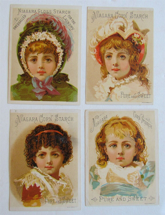 NIAGARA STARCH SET OF 4 ANTIQUE VICTORIAN TRADE CARDS