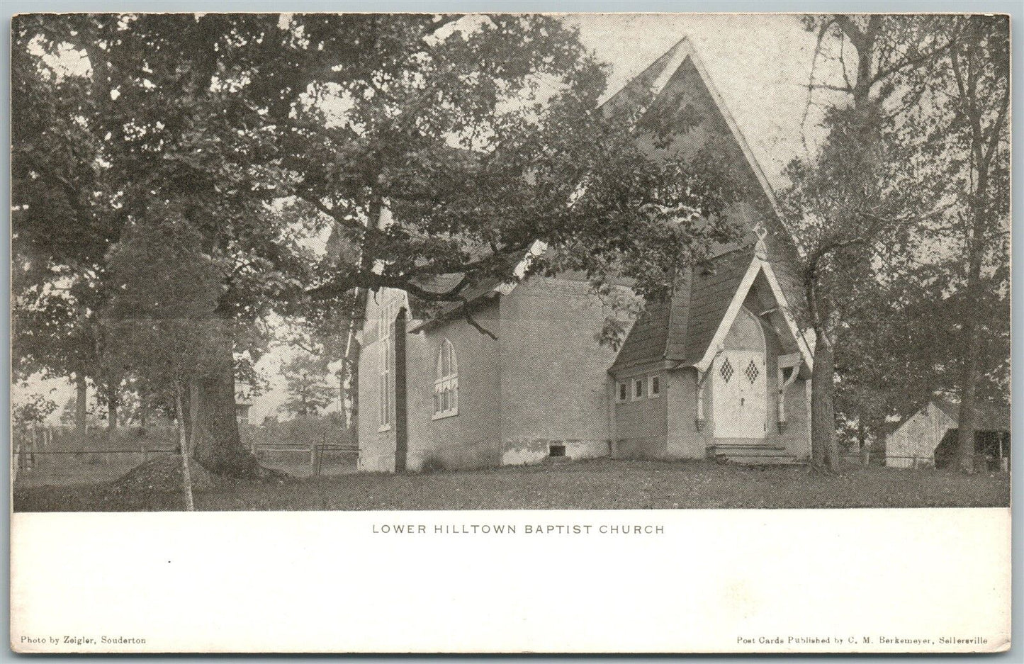 LOWER HILLTOWN BUCKS COUNTY PA BAPTIST CHURCH UNDIVIDED ANTIQUE POSTCARD