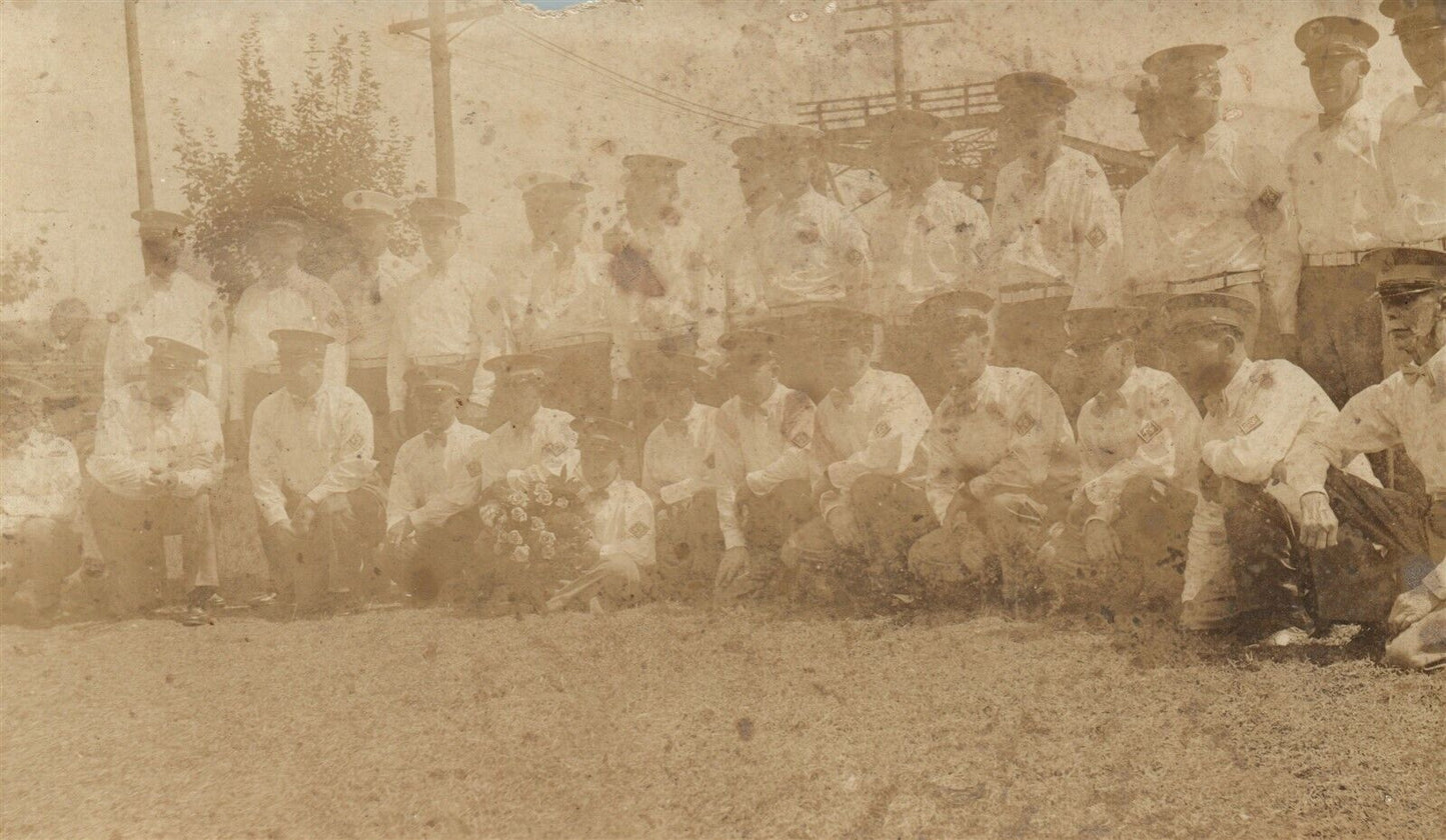 FIREMEN GROUP ANTIQUE REAL PHOTO POSTCARD RPPC