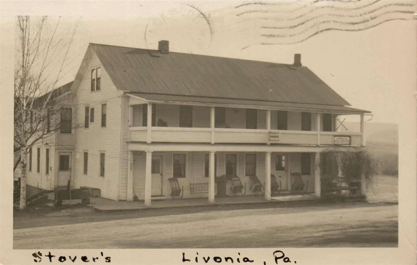 LIVONIA PA STOVER'S HOTEL VINTAGE REAL PHOTO POSTCARD RPPC