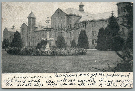 NORTH WARREN PA STATE HOSPITAL ANTIQUE POSTCARD