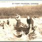 FORT FRANCES CANADA FISHING EXAGGERATED ANTIQUE REAL PHOTO POSTCARD RPPC