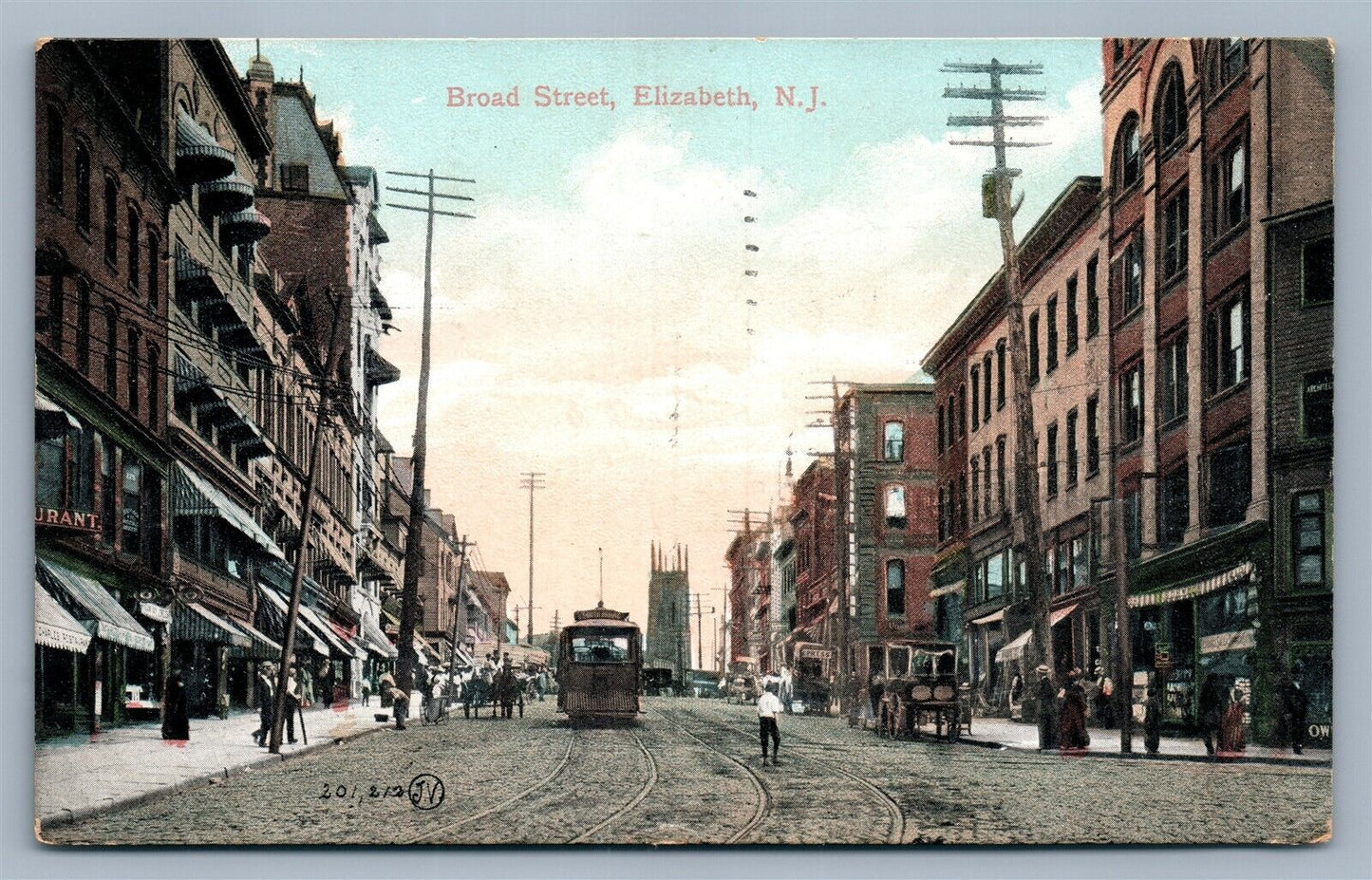 ELIZABETH NJ BROAD STREET ANTIQUE POSTCARD