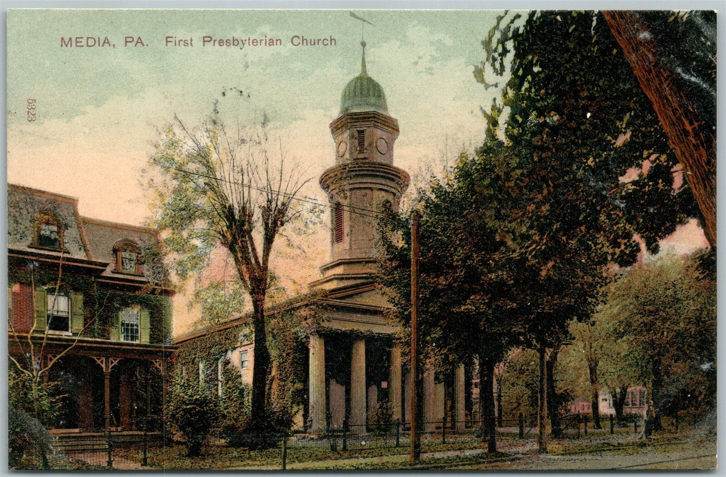 MEDIA PA FIRST PRESBYTERIAN CHURCH ANTIQUE POSTCARD