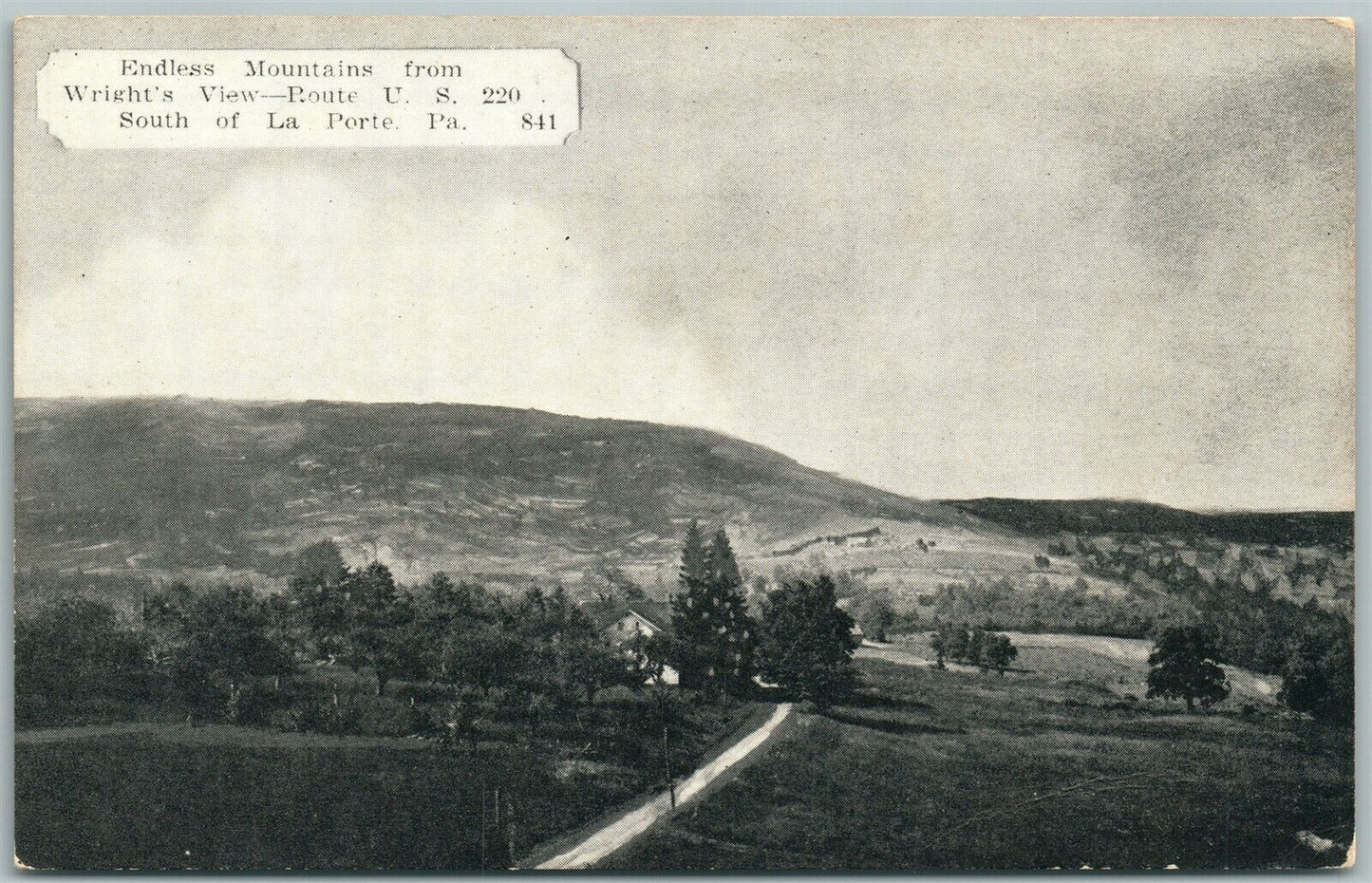 LA PORTE PA MOUNTAINS FROM WRIGHT'S VIEW ANTIQUE POSTCARD
