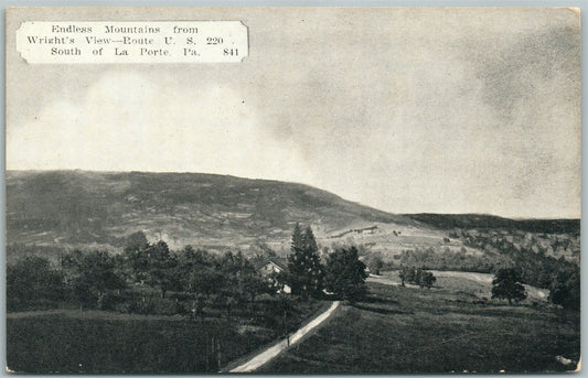 LA PORTE PA MOUNTAINS FROM WRIGHT'S VIEW ANTIQUE POSTCARD