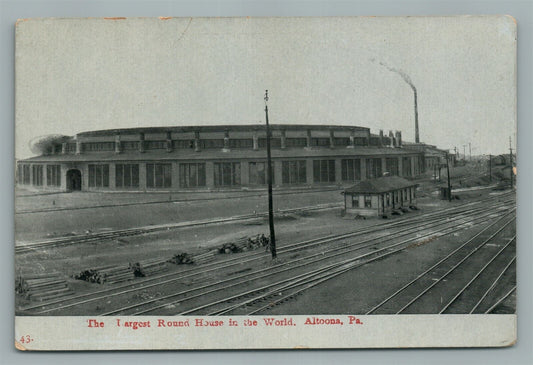 ALTOONA PA ROUND HOUSE ANTIQUE POSTCARD RAILROAD RAILWAY