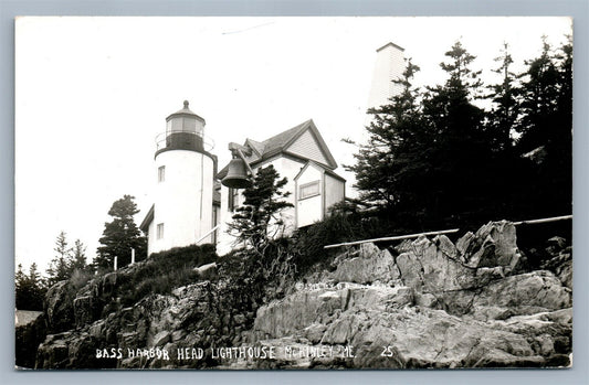 McKINLEY ME BASS AHRBOR HEAD LIGHTHOUSE VINTAGE REAL PHOTO POSTCARD RPPC