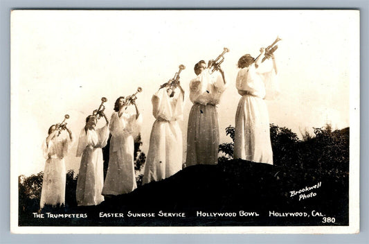 HOLLYWOOD BOWL CA EASTER SUNRISE SERVICE 1945 VINTAGE REAL PHOTO POSTCARD RPPC