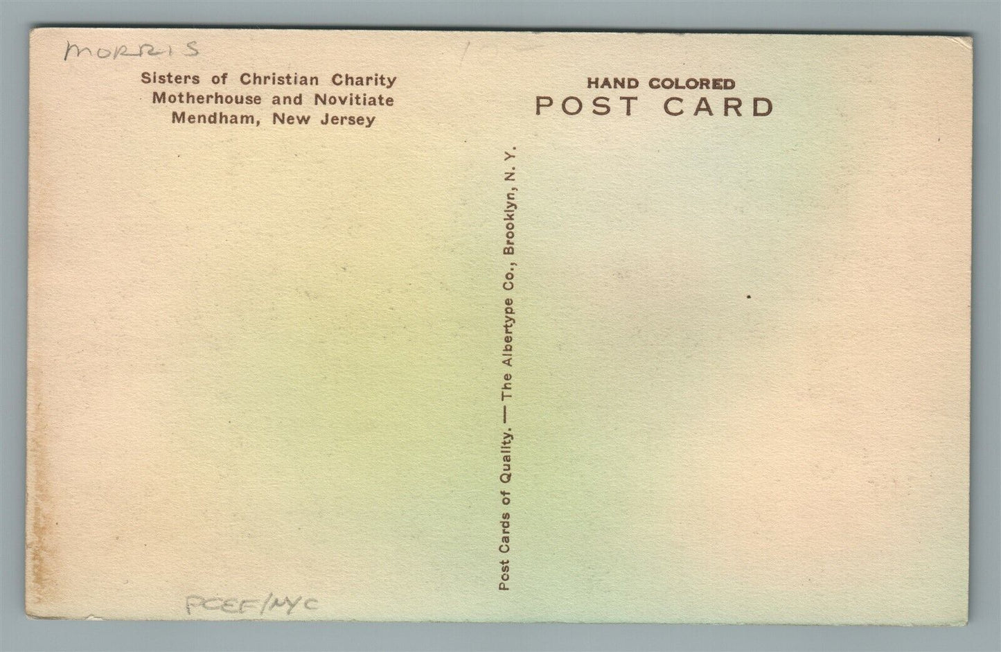 MENDHAM NJ SISTERS OF CHRISTIAN CHARITY MOTHERHOUSE ANTIQUE POSTCARD