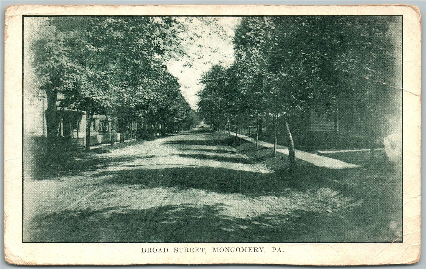 MONGOMERY PA BROAD STREET 1910 ANTIQUE POSTCARD