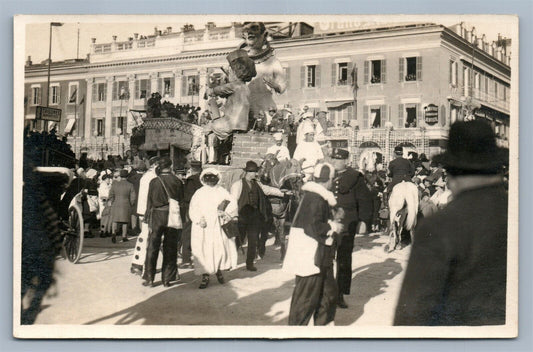 MENTON FRANCE TOWN SCENE ANTIQUE REAL PHOTO POSTCARD RPPC