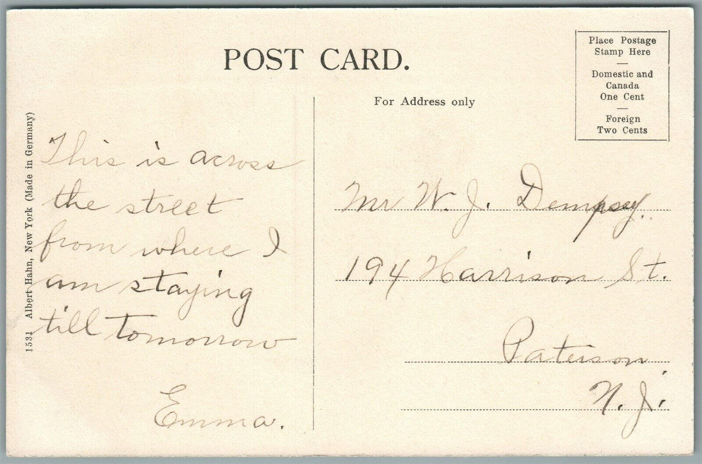 BRANCHVILLE NJ HOTEL ANTIQUE POSTCARD