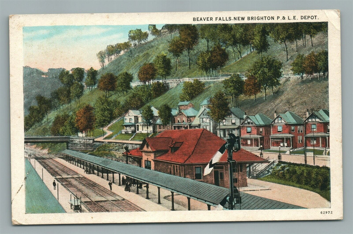 BEAVER FALLS PA NEW BRIGHTON RAILROAD DEPOT RAILWAY STATION ANTIQUE POSTCARD