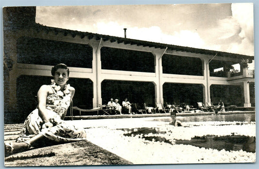 MEXICO HOTEL POOL VINTAGE REAL PHOTO POSTCARD RPPC