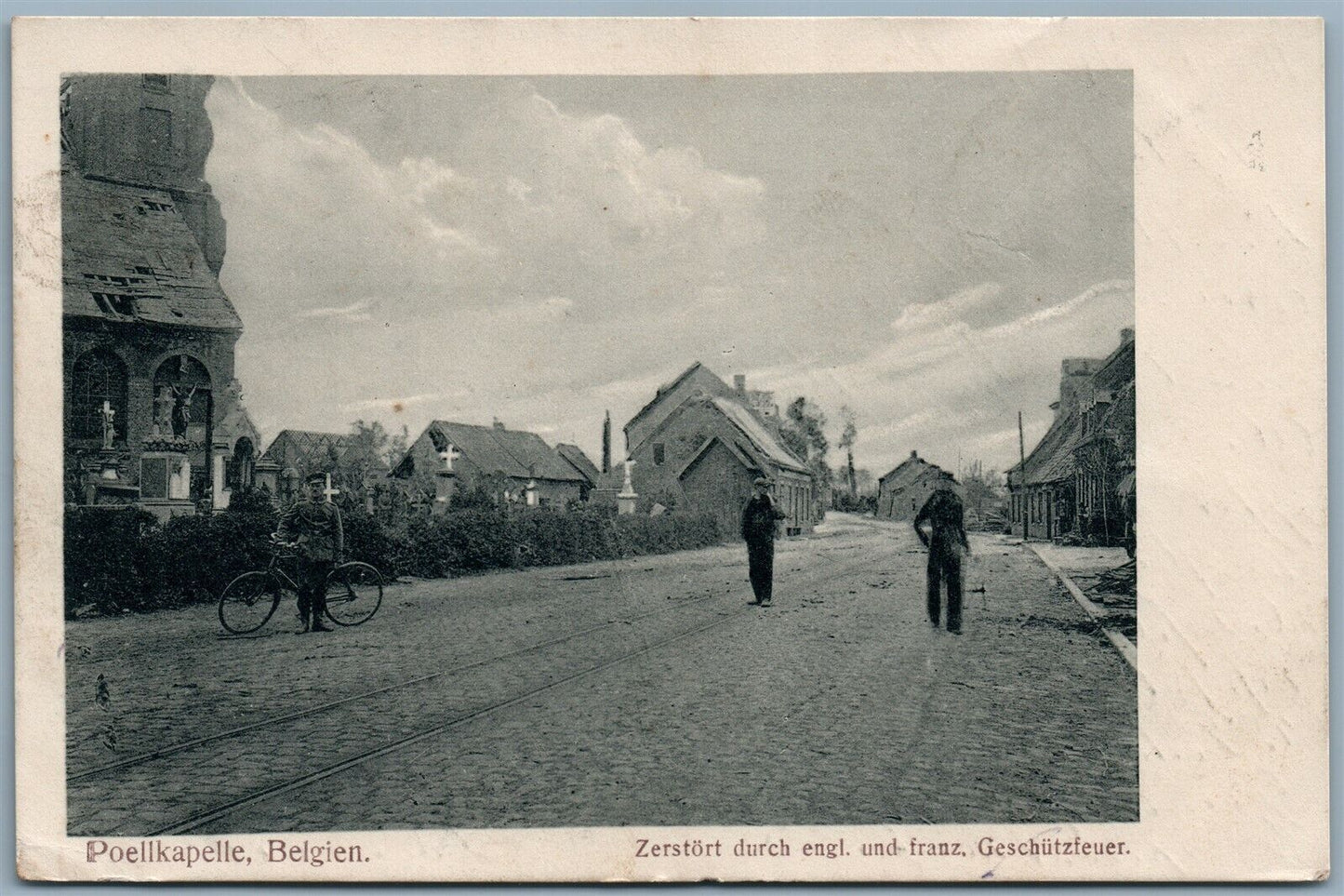 GERMAN WWI 1915 MILITARY FELDPOST ANTIQUE POSTCARD POELLKAPELLE BELGIEN BELGIUM