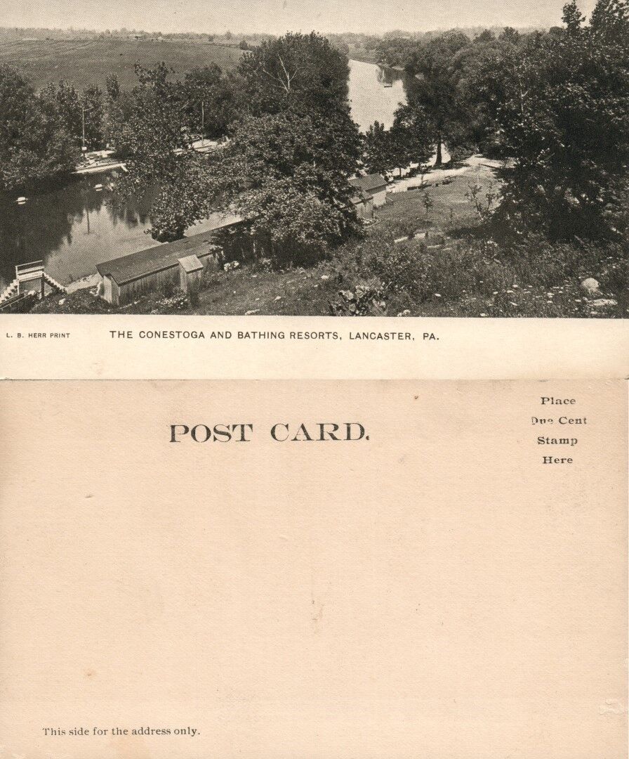 LANCASTER PA CONESTOGA & BATHING RESORTS UNDIVIDED ANTIQUE POSTCARD