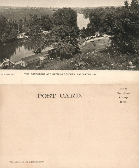 LANCASTER PA CONESTOGA & BATHING RESORTS UNDIVIDED ANTIQUE POSTCARD