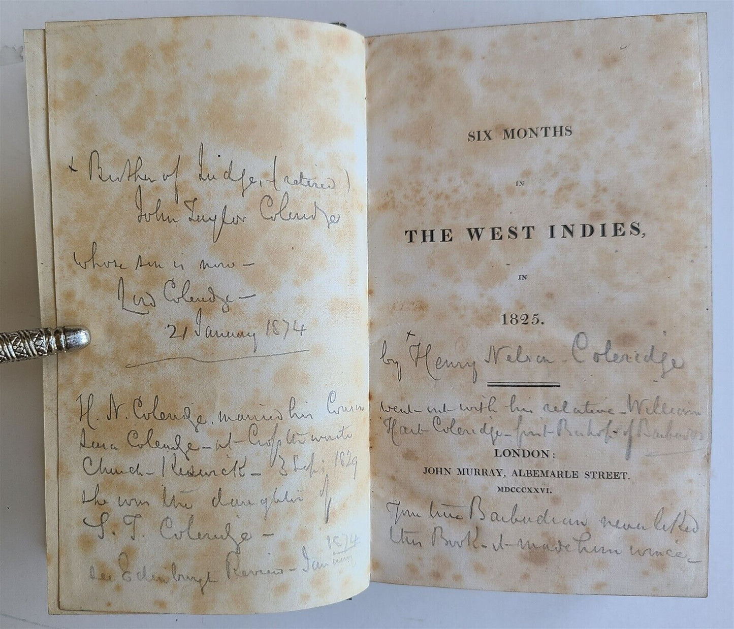 1826 SIX MONTHS in THE WEST INDIES in 1825 antique TRAVELS antique